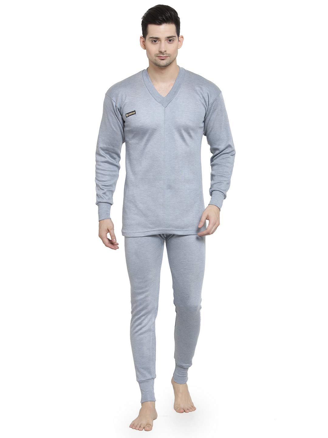 uzarus Men's Solid Thermal Set (V-Neck Vest and Trouser)-picture-26