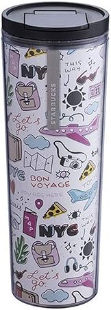 Amazon Starbucks スターバックス スタバ タンブラー マイボトル 水筒 16fl Oz 473ml カラフル ホワイト ピンク Pop ポップ イラスト 空港 エア Airport カメラ かわいい ストロー トラベル ロゴ 海外限定 Starbucks スターバックス タンブラーグラス