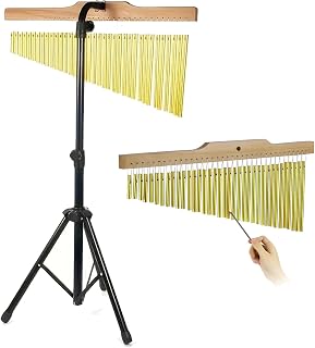 Bar Chimes 36 Töne, Klangspiel Windspiel Instrument mit 72-115cm Stativ höhenverstellbar Percussion Schlagzeug Zubehör Aluminium Klangstäbe mit Holzleiste Schlägel für Band Schule Studio Meditation