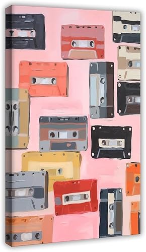 Cinta de casete retro con mezcla de música, viejas escuelas, amante de la música, suave rosa Y2Ks, póster de lienzo femenino para pared, decoración