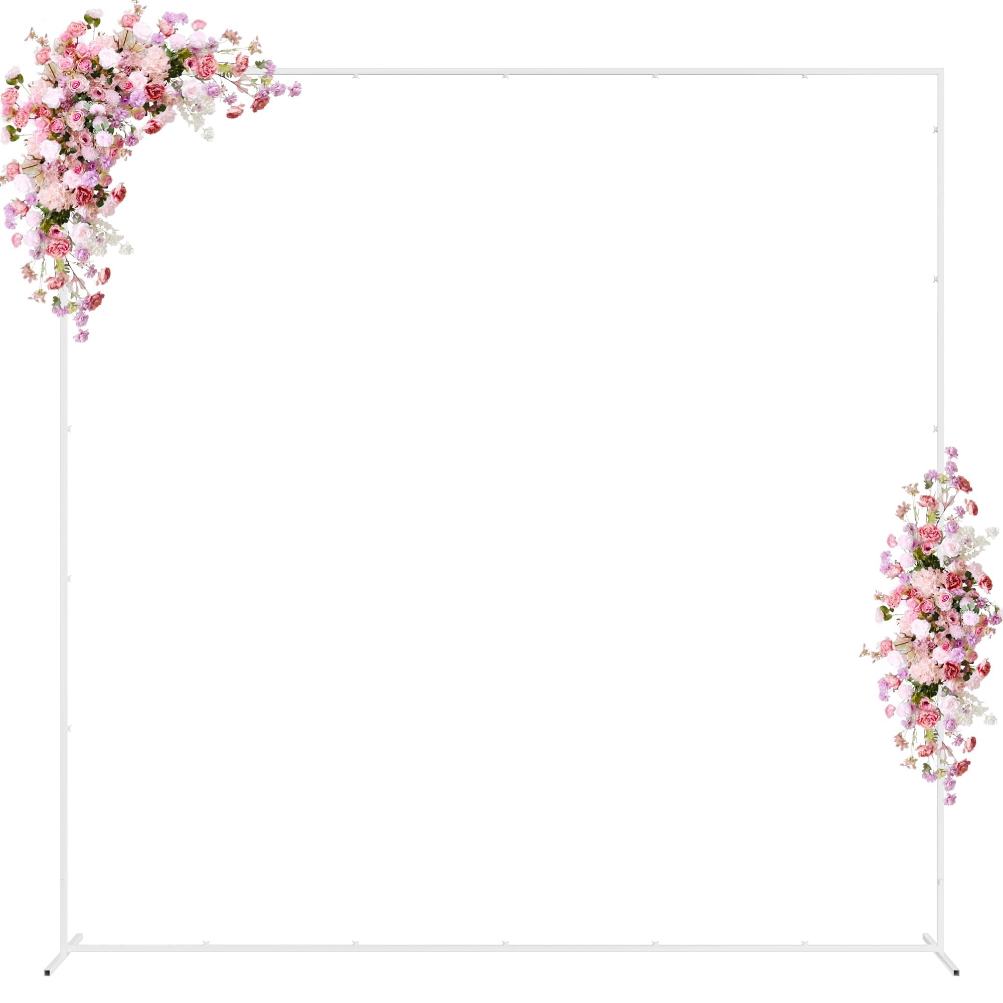 Wokceer Square Wedding Arch Backdrop Stand White Metal Arch 7.2FT x 7.2FT
