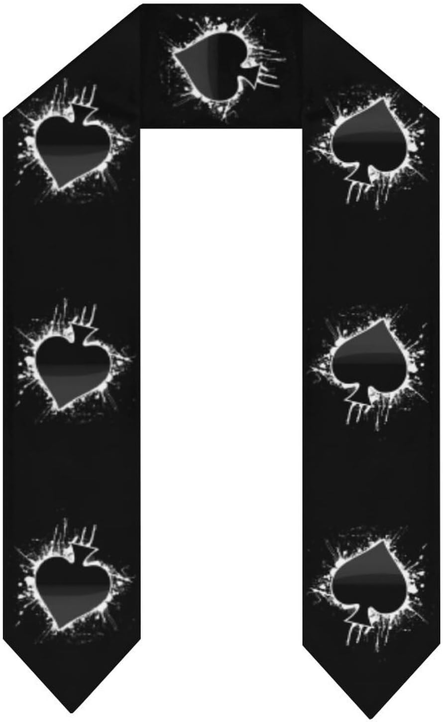 Poker A of Spades Unisex Novelty Scarves 72" * 6" Graduation Stole Personalized Honor Sash for Adult College Grads