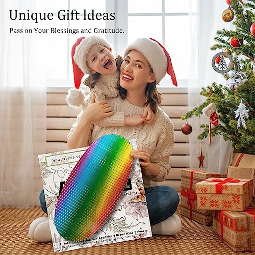 Image of Aoedelyart Wind Spinner Rainbow Wave Wind Spinners for Yard and Garden,15in Hanging Kinetic Yard Art Wind Sculpture,3D Wind Spinners Outdoor & Indoor Rainbow Helix Garden Decor Christmas Ornaments