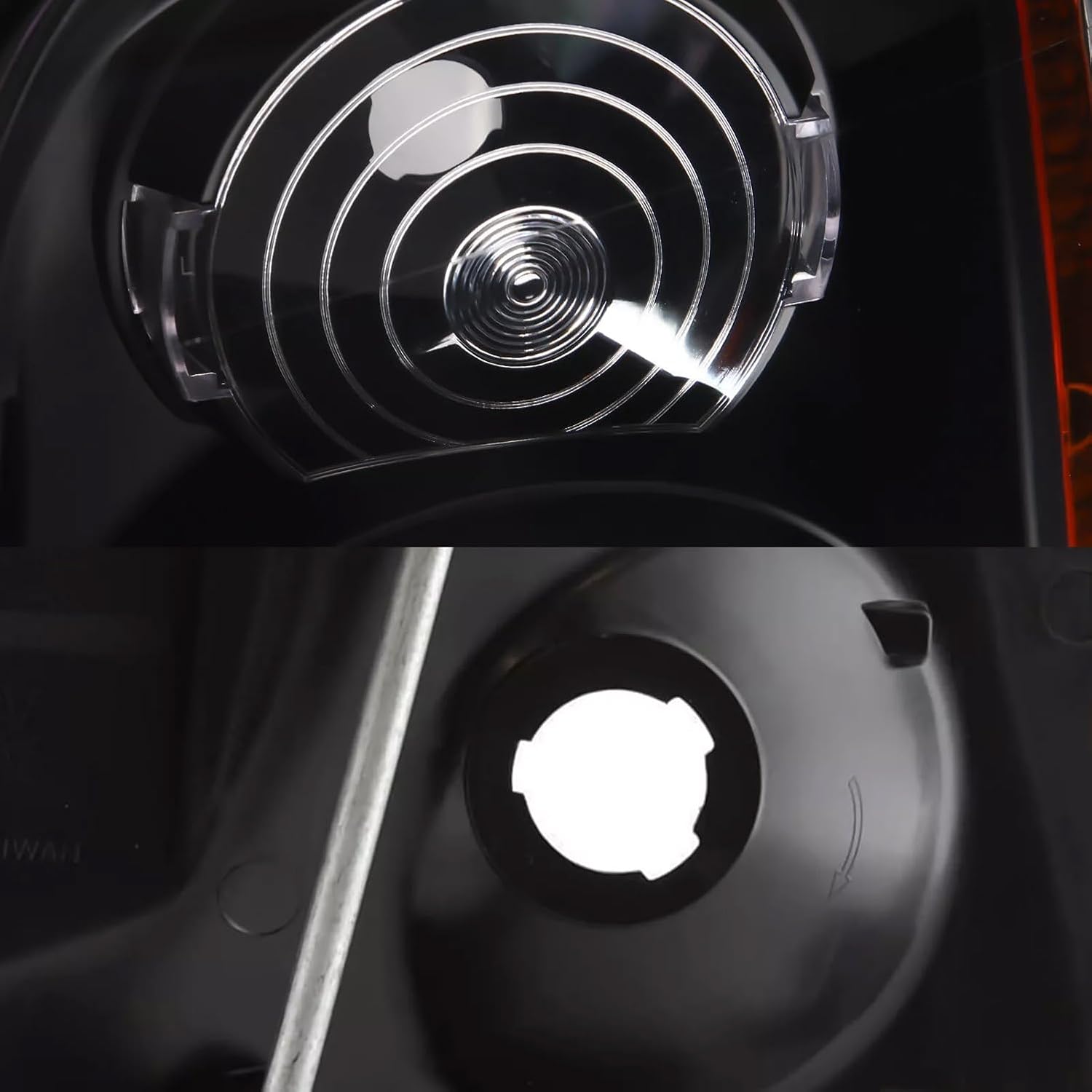 2PCS Headlights Assembly Set For 2007 2008 2009 2010 2011 2012 2013 2014 GMC Yukon XL 1500 2500 Hybrid Replacment Headlamps for Black Housing Amber Corner Reflector Clear lens