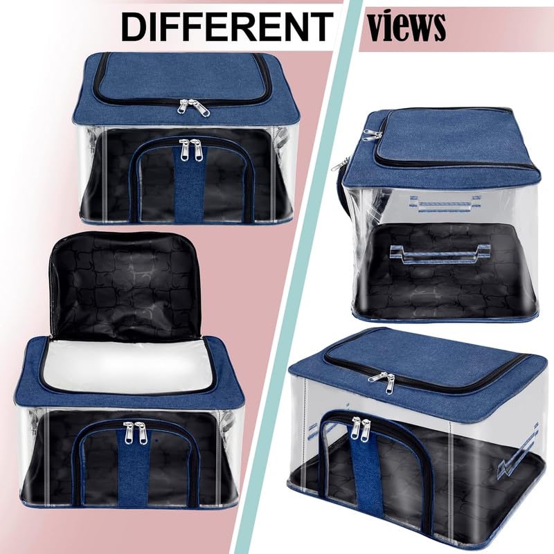 Image of Shibui Storage Bags With Cover And Double Zipper Closure For Clothing Protector Wardrobe Organiser.Navy(pack of 6)