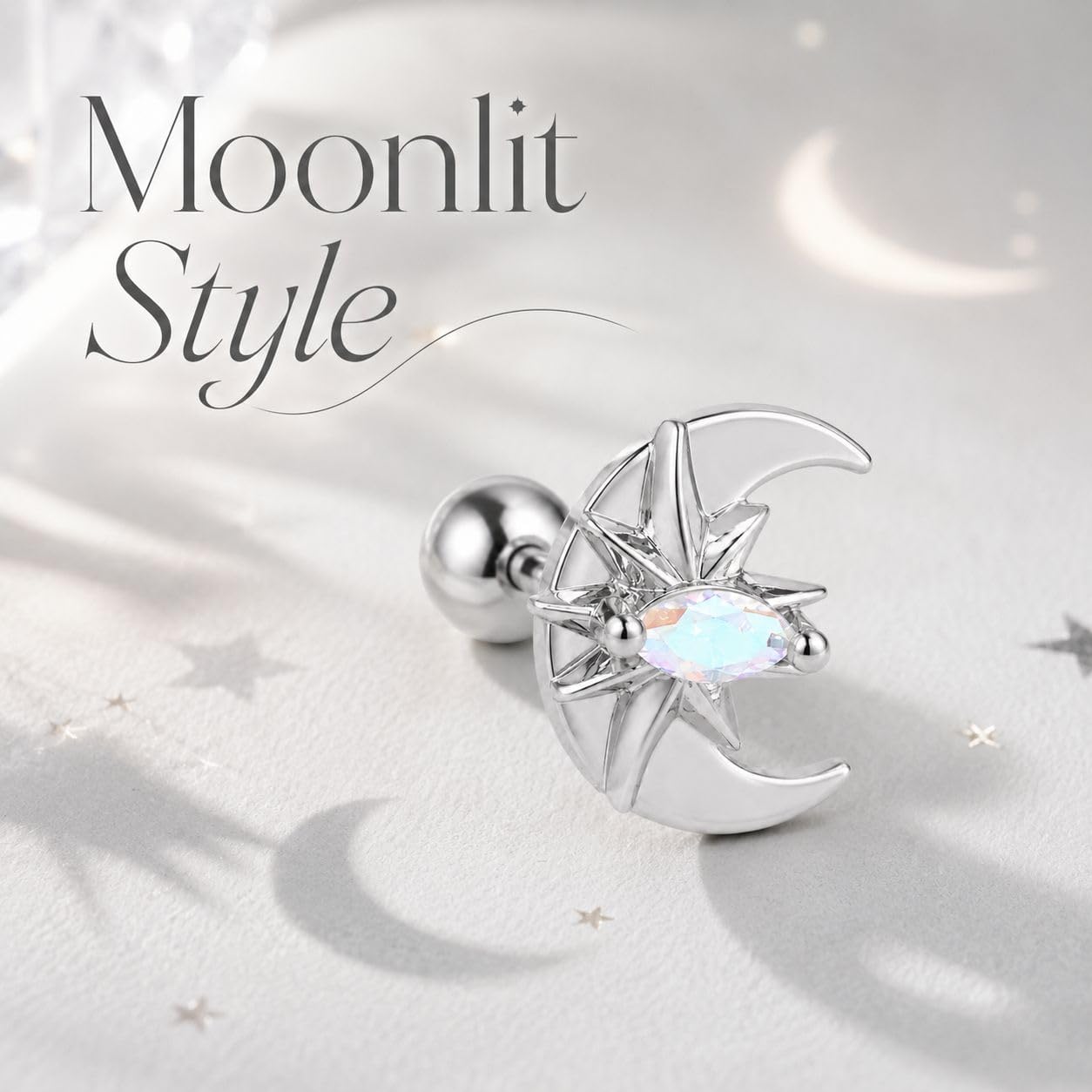 1PCS Threadless Flat Back Earrings for Women Sun Moon Cartilage Tragus Helix Piercing Jewelry Stud