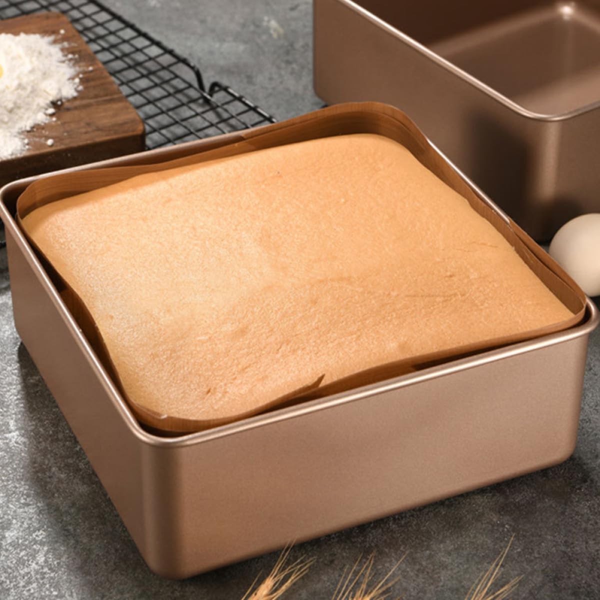 KICHOUSE Moule à Gâteau Carré Antiadhésif Facile à Nettoyer en Acier Inoxydable Pâtisserie Four