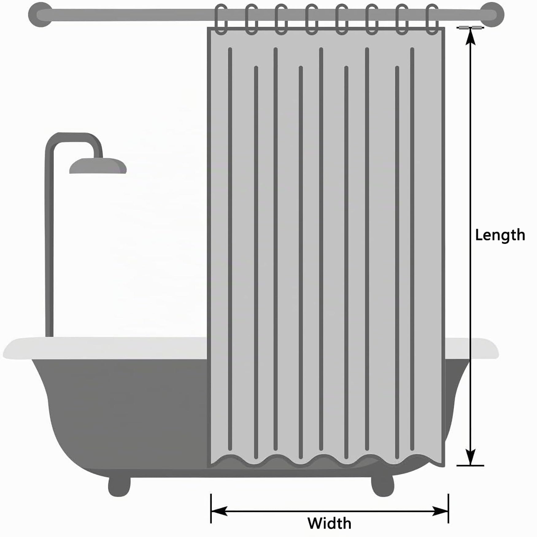 Rideau de Baignoire 220 x 100 cm Protection Eau Facile Nettoyer Durable Résistant Moderne Rideau de Douche Anti Moisissure Lavable pour Baignoire Ou Salle de Bain, Blanc