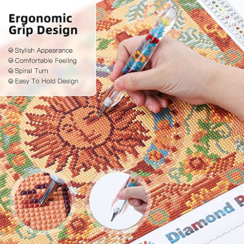 Ybutvy Flower Diamond Painting Pen - 12 Pc Handmade Resin 5D Sunflower Stainless Steel Tools Stylus Drill Pen Kits For Comfort Grip Art Crafts #TOP5