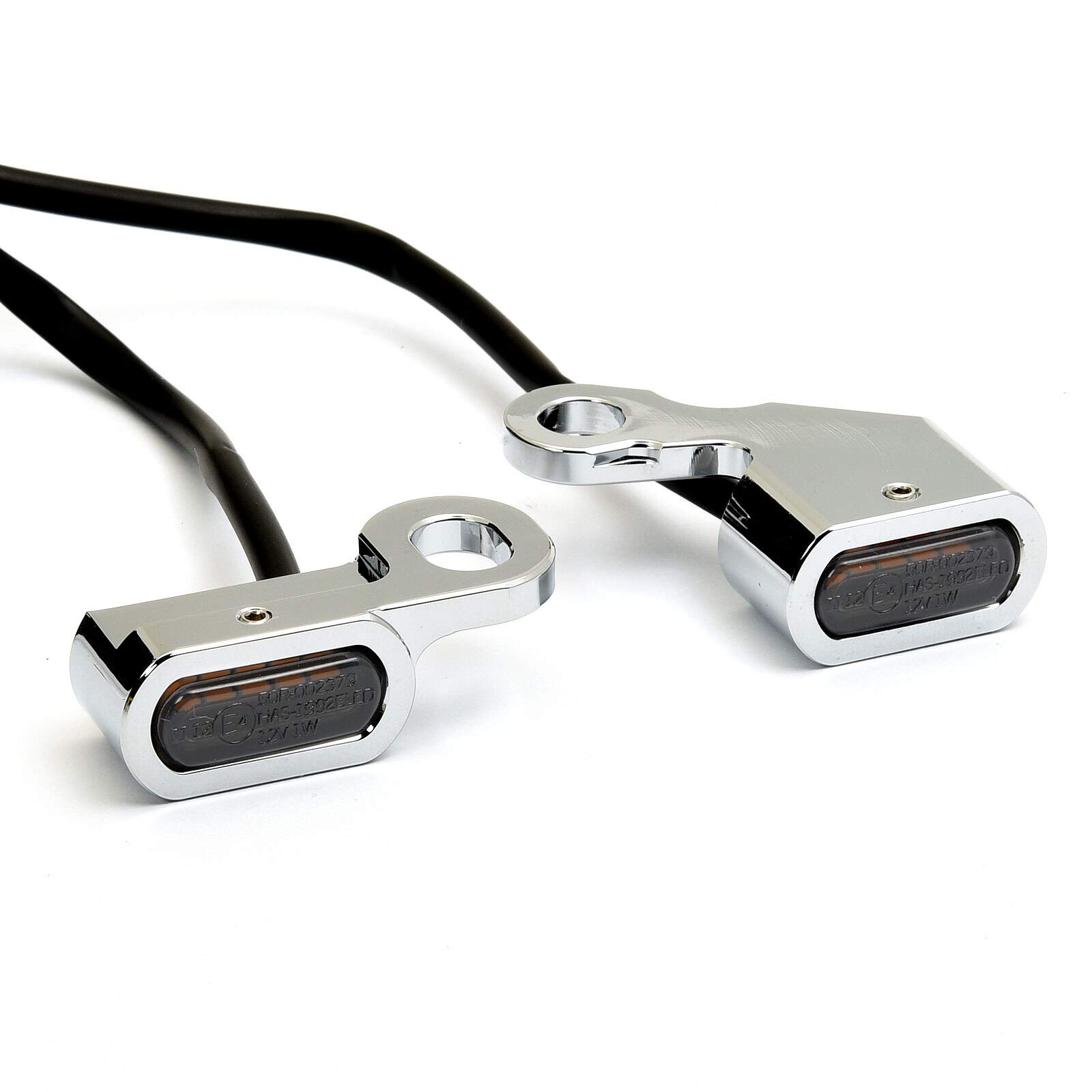 Dock66 Motorcycle Parts Mini LED Blinker Set Lenkerarmatur für Harley Softail 96-14, Dyna 96-17, Sportster 96-13, chrom, ECE