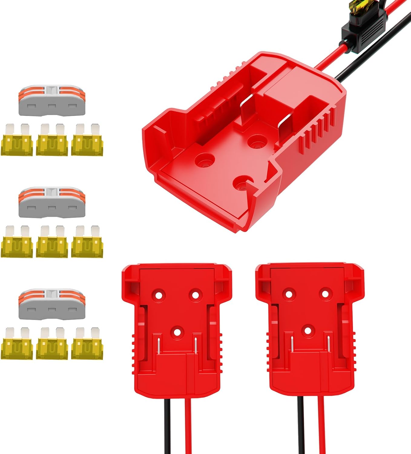 3-Pack 18V for Milwaukee M18 Battery Adapter for Power Wheels- Upgrade Power Tool Drill Battery Converter with Fuses& 12AWG Wire& Wire Terminals& Power Connector for DIY Rc Car Toys Robotics Rc Tuck