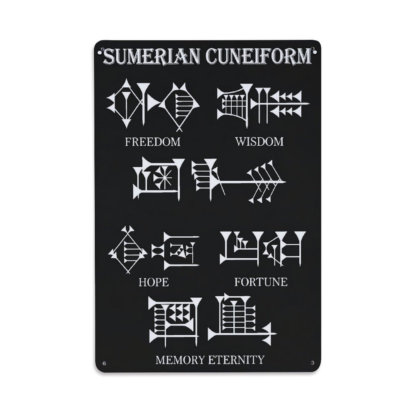 Sumerian Cuneiform Symbols Pattern Retro Metal Tin Sign, Vintage Decor Art Poster for Bar, Home, Man Cave, Kitchen, Laundry Room Gift 8x12Inch