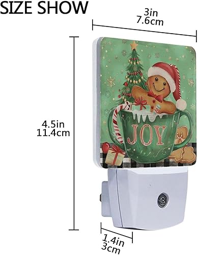 Miniatura 4 de Wusikd Juego de 2 luces de noche de hombre de jengibre de Navidad, con forma de copo de nieve, enchufables, luces nocturnas LED para dormitorio,