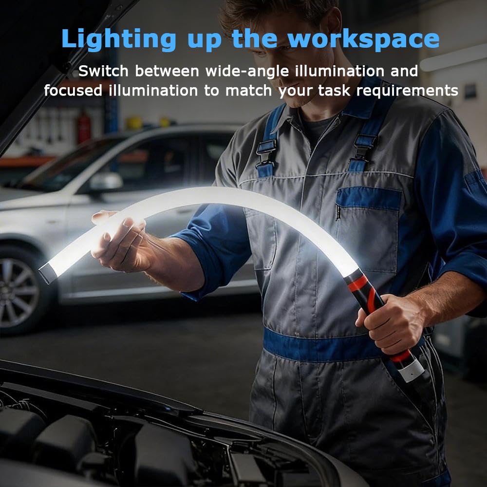 Wand LED Flessibile Ricaricabile Luce, Torcia Elettrica Pieghevole a LED Con 3 Modalità Di Illuminazione, Torcia a LED Flessibile E Portatile, Torcia a LED Flessibile per Riparazioni Auto