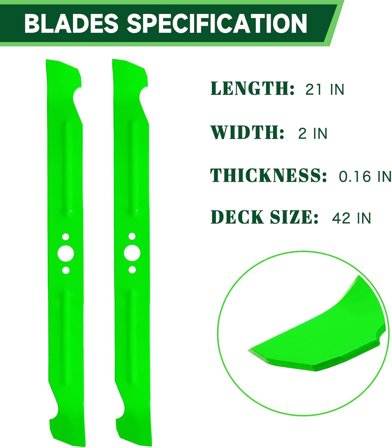 42" Deck Mower Blades Fit for EGO Power+ ZT4204L E6 Z42 Z6 Zero Turn Riding Mower Replaces OEM AB4200D 2 Pack