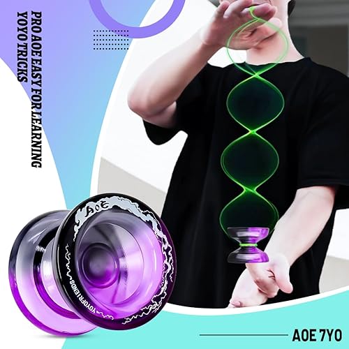 Miniatura 2 de 7YO AOE Yoyo Profesional Sensible para Niños, Yo-yo Principiante con Agujeros Profundos para Dedos, Yoyo de Trucos de Plástico con Rodamiento No