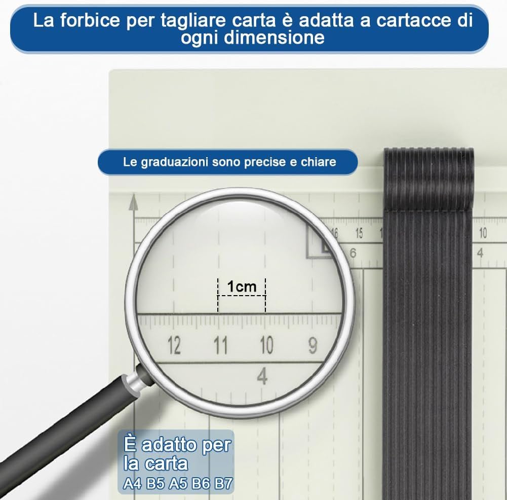 Taglierina a Leva per Carta A4, Taglierina Professionale per Fotografie, con Dispositivo di Protezione, Capacità 15 Fogli, Taglierina per Cartoncino, Cartone, Vinile, Artigianato e Foto