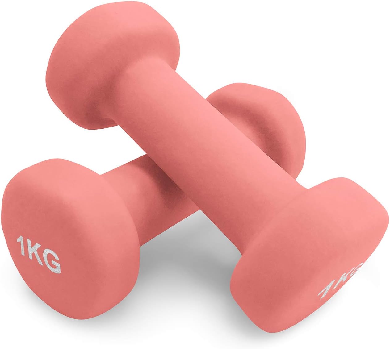 Fuel Pureformance Neoprene Dumbbells Weights in 1kg 2kg 3kg 5kg Pair — All-purpose Gym and Home Workouts (Coral Pink- 2 x 1 Kg)