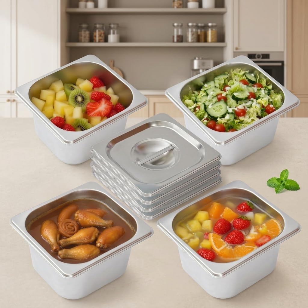 Stainless Steel Deep Hotel Pans with Lids 4 Pcs for Catering