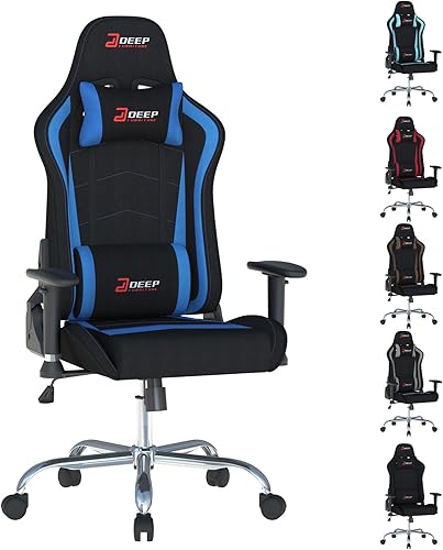 Silla ergonómica de tela para juegos con reposapiés y soporte lumbar, silla de oficina de carreras, silla de juegos de computadora específica para