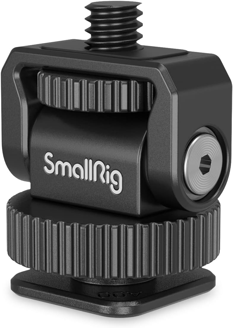SmallRig Mini Ball Head, Univeral Cold Shoe to 1/4" Screw Adapter, Works for Camera, Cage, Light and Microphone - 3577