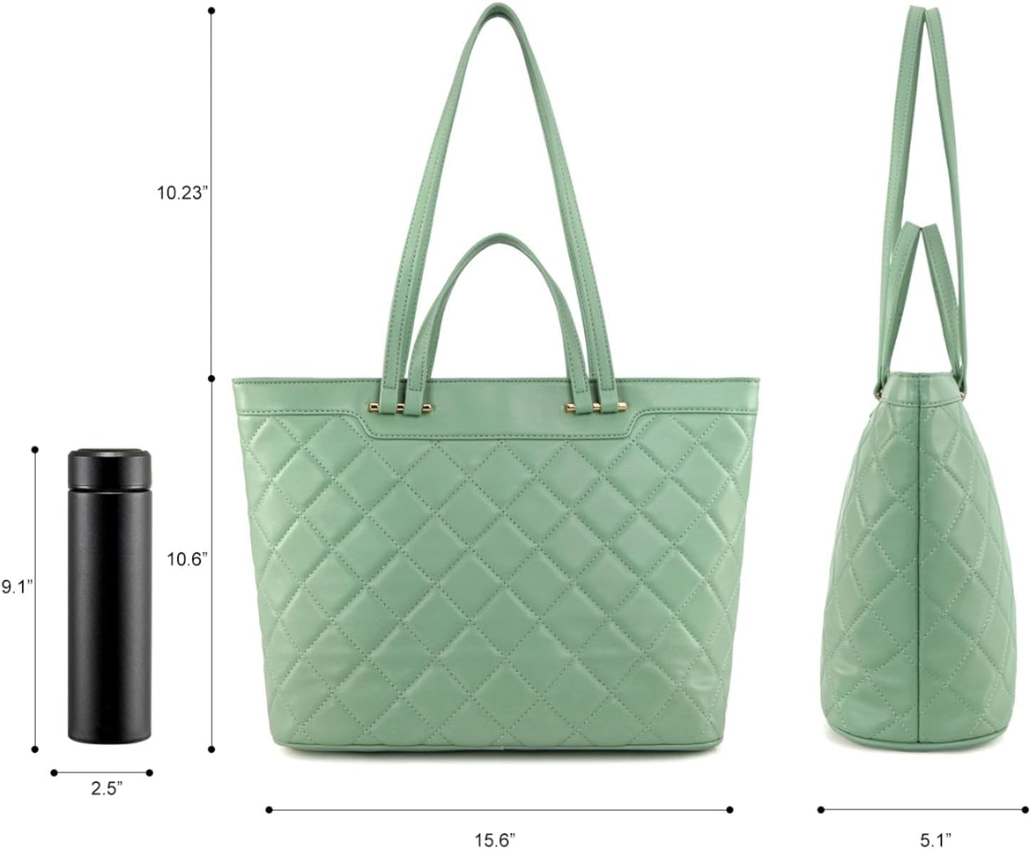 Montana West Quilted Tote Bag for Women Large Shoulder Bag Fashion Handbags with Top Zipper - Image 5