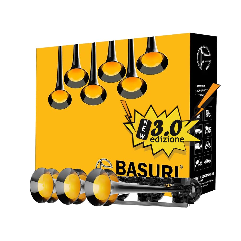 Baby Shark 3.0 | Clacson 12-24 Volts | Musicale Trumpet Klaxon Basuri | 130 Db 20 Melodies | Super Potente Per Camion,Trattore,Agricolo,4x4,Jeep,Bus, Auto,Voiture
