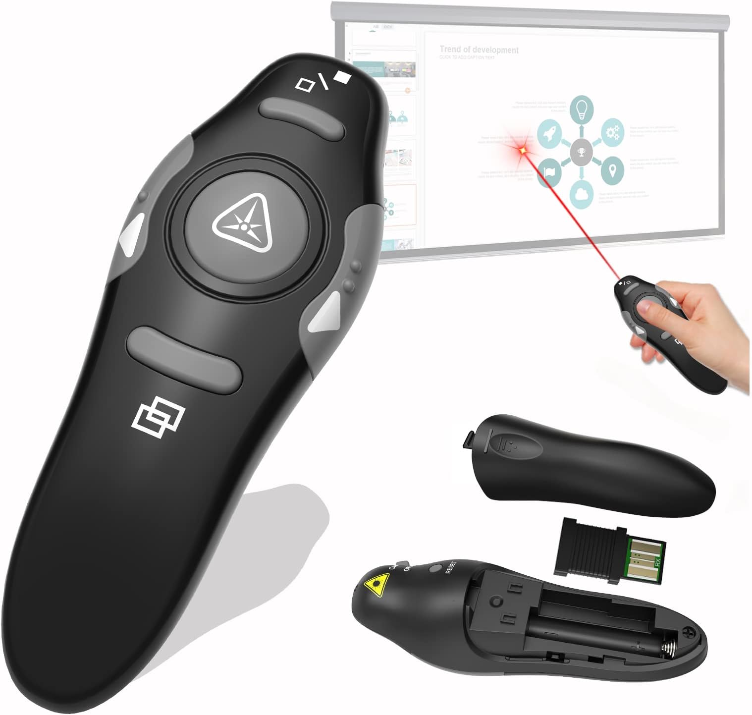 GIVEUBED Wireless Presenter with Red Laser Pointer,RF 2