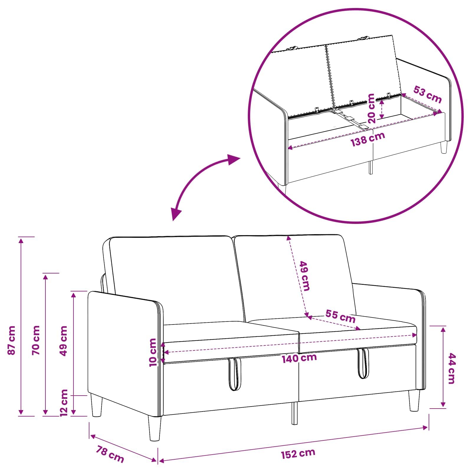 vidaXL Divano con Storage Grigio Chiaro 152 x 78 x 87 cm Poliestere