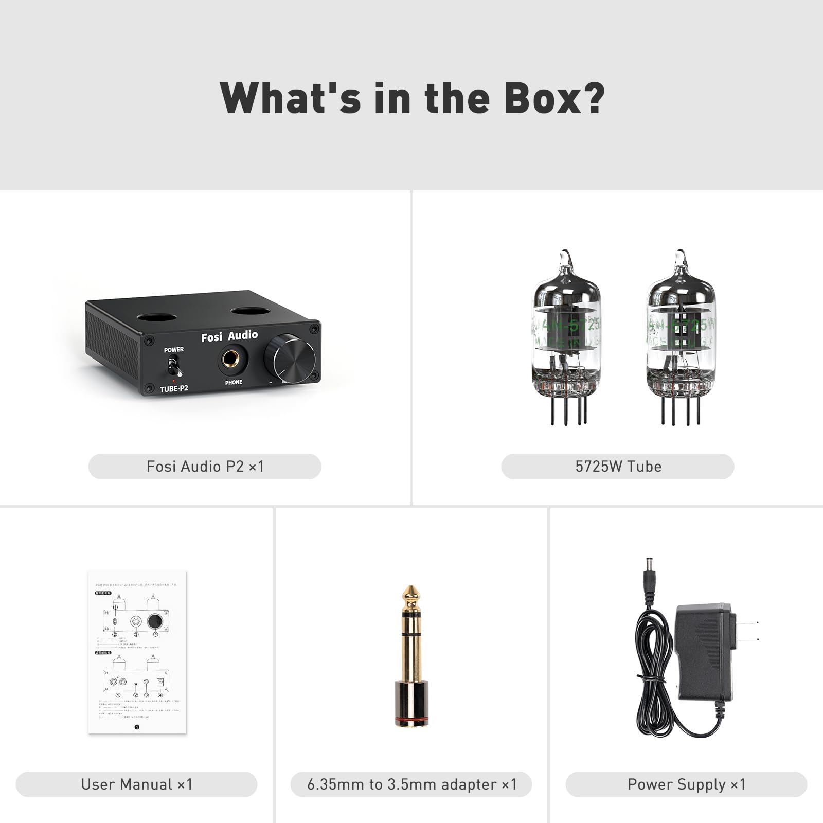 Fosi Audio P2 Amplificatore per cuffie a valvole Preamplificatore a valvole a vuoto Mini Hi-Fi Stereo Audio con protezione di uscita a basso rumore di massa per cuffie