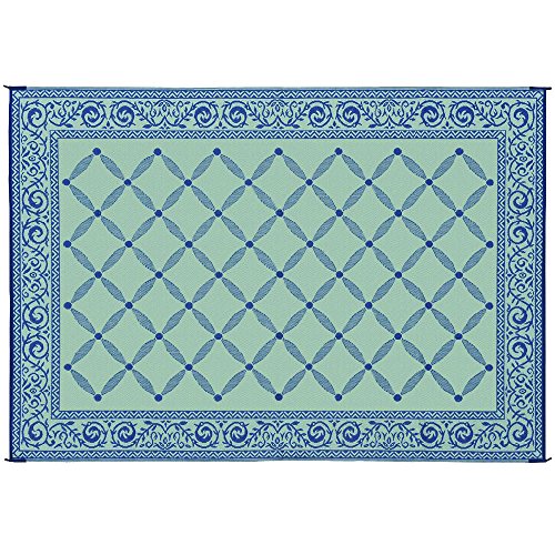 Stylish Camping 119123 9-Feet By 12-Feet Reversible Mat, Plastic Straw Rug, Large Floor Mat For Outdoors, Rv, Patio, Backyard, Picnic, Beach, Camping (Blue/Light-Green) #TOP3