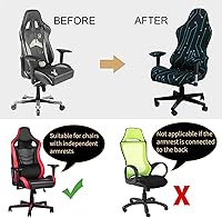 Vista 4 de Fundas para sillas de videojuegos, con funda para reposabrazos, fundas para sillas de computadora, elásticas, lavables a máquina, funda de asiento