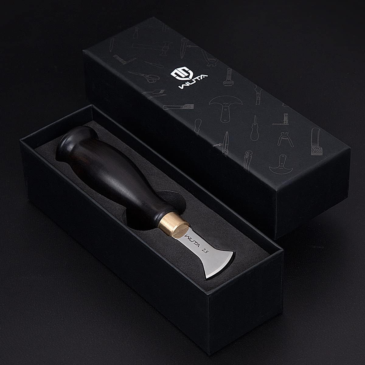 WUTA Leather Edge Creaser, 2 mm Leather Edge Creasing Tool, Stainless Steel Edge Marking Leather Craft Black Wood Handle Tools