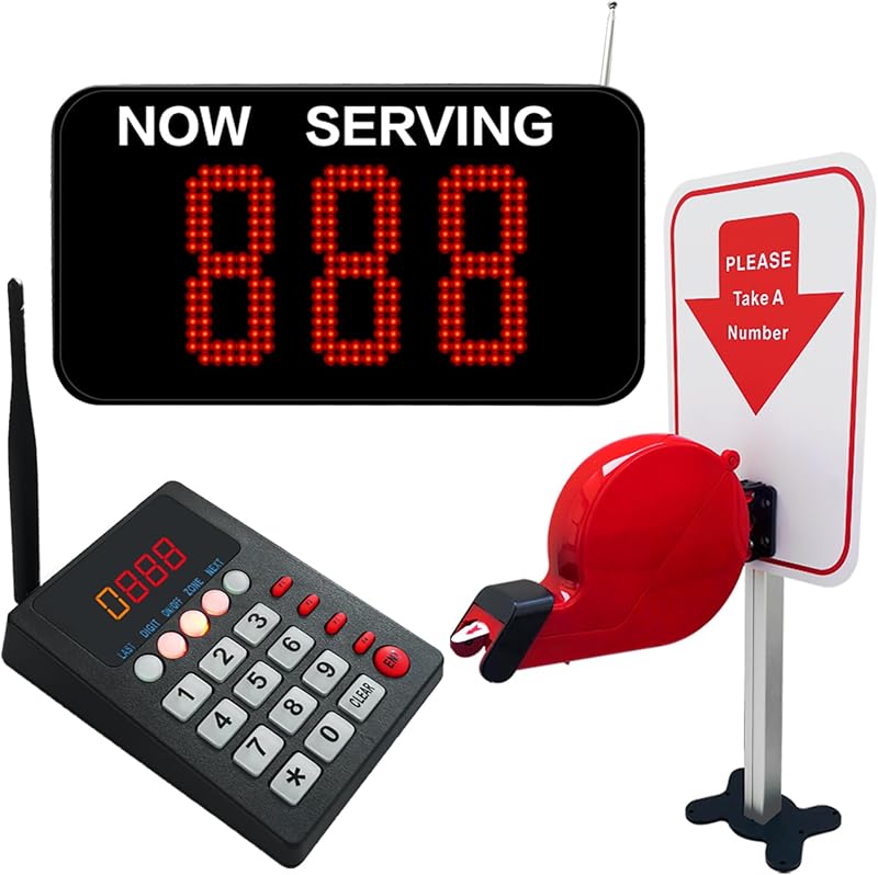 Tome un sistema numérico Sistema de números en espera con dispensador de boletos Rollo de boletos con números de 3 dígitos para clínica médica, restaurante, hospital, banco, llamada en cola para casa encantada (1 teclado, 1 pantalla, 1 dispensador de boletos)