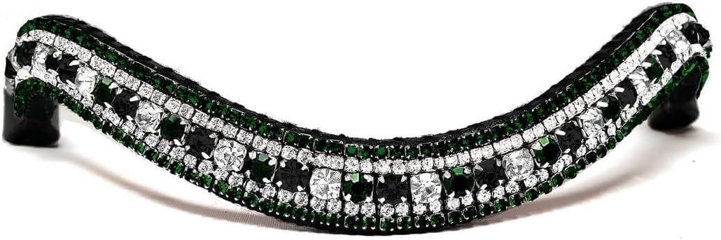 Alice International Leather English Bridle with Soft Padded Browband - Sparkly Crystal Bling for Dressage and Horse Riding Pony M 126