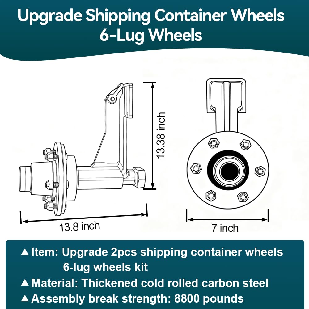 Shipping Container Wheels - 2 Pack 6-Lug Kit -3