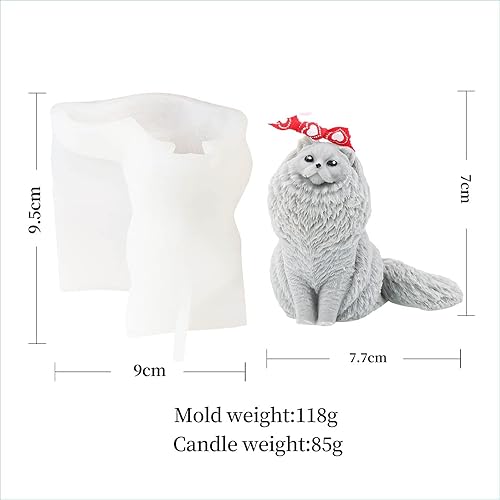 Miniatura 2 de Grainrain Molde de vela 3D para gato Chinchilla, molde de jabón de silicona para manualidades, cera de soja, resina epoxi (SXY202)