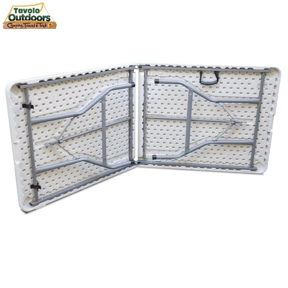 BAKAJI Tavolo Pieghevole in Resina HDPE 183x76x72cm Struttura in Metallo Rinforzato