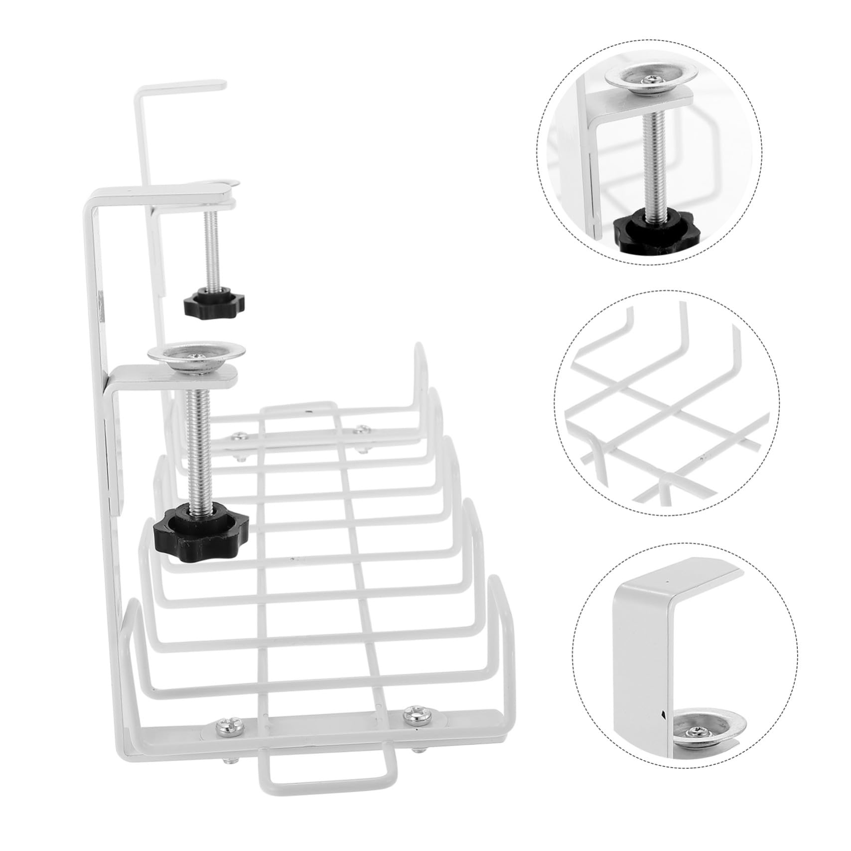 Toddmomy Rack de Rangement de Câbles Support de Câbles sous Bureau Panier de Rangement en Acier Carbone Fixation