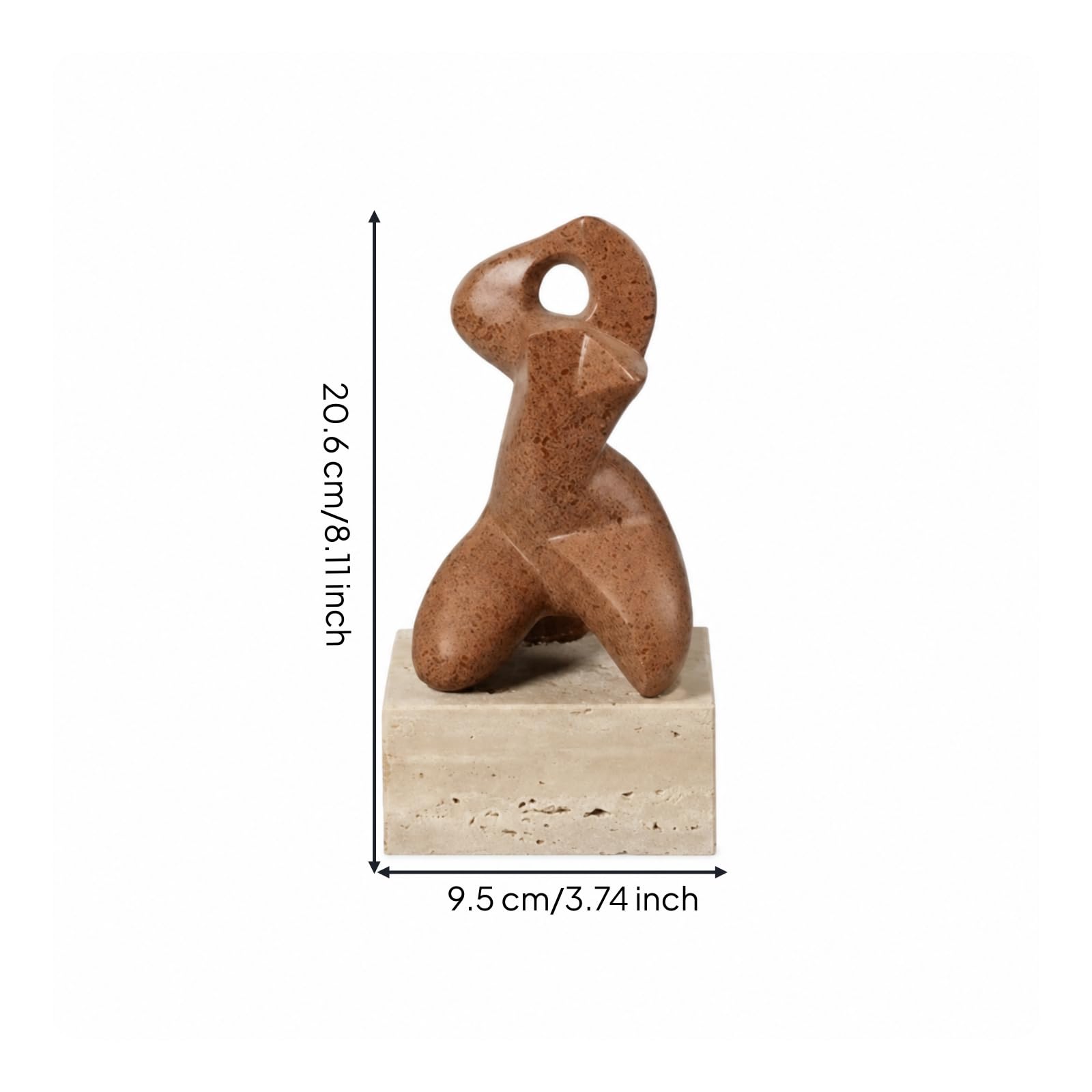 B Baosity Escultura con Base Cuadrada Texturado | Abstracto, Adorno Mesa con Base, para Escritorio, Estantería, Recibidor