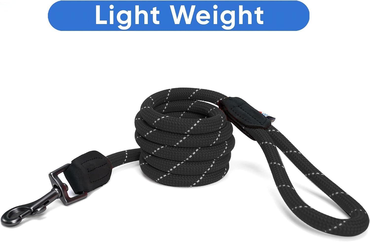 Pawtitas 6FT Training Dog Leash Durable Medium Rope Leash for Dogs Premium Quality Heavy Duty Rope Lead Strong and Comfortable - Black Puppy Leash