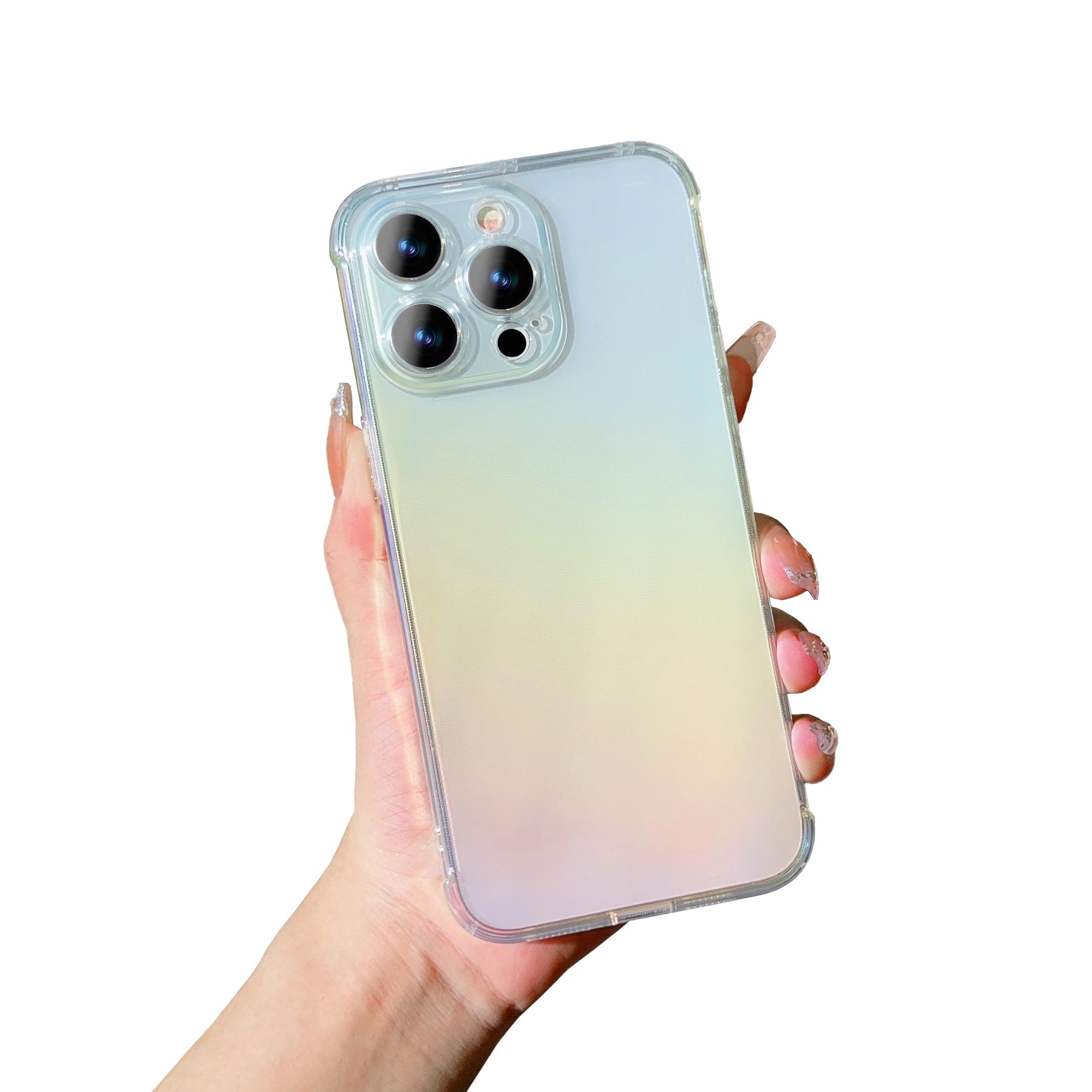 FABSPARK for iPhone 15 Pro Max Phone Case,Transparent Iridescent Gradient Laser Case,Full Camera Shockproof Protection for iPhone 15 Pro Max 6.7 Inch