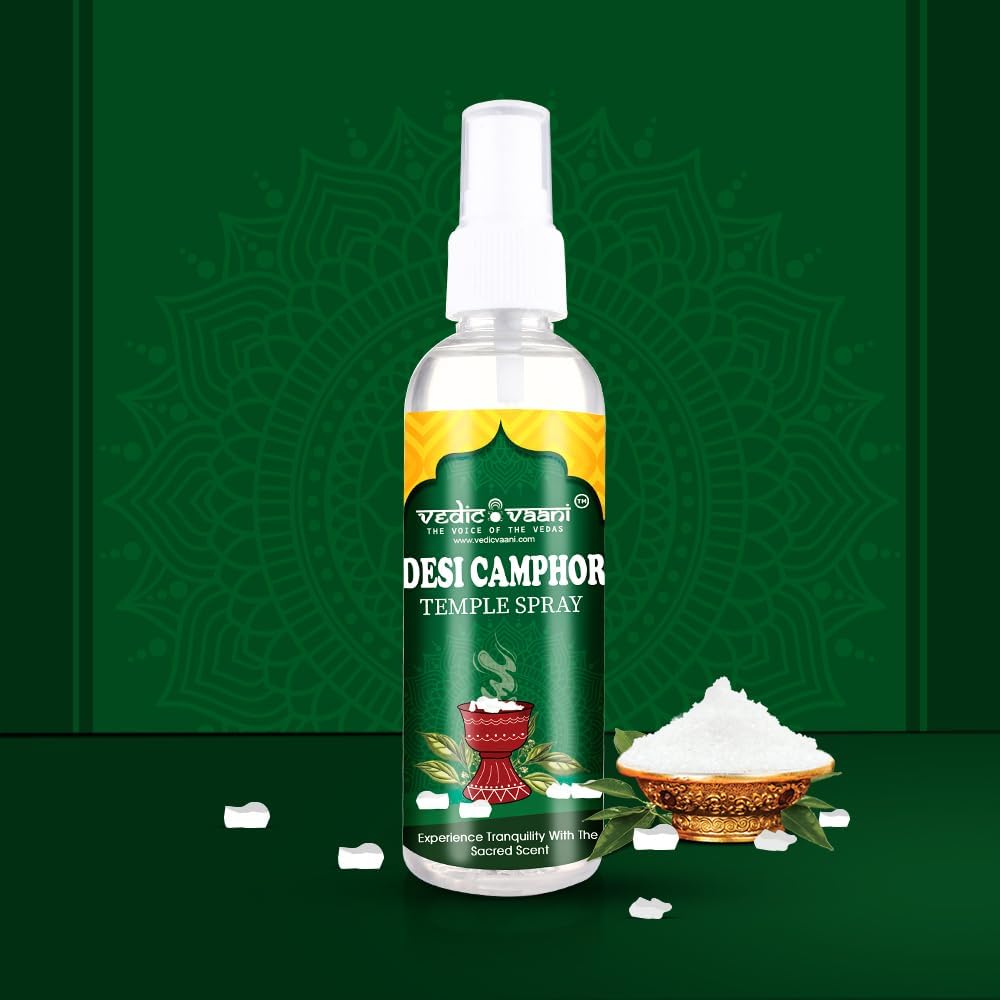 Vedic Vaani Desi Camphor Temple Spray Room, Car and Air Freshener Eco-Friendly | Pure Aroma Religious and Spiritual-image-5