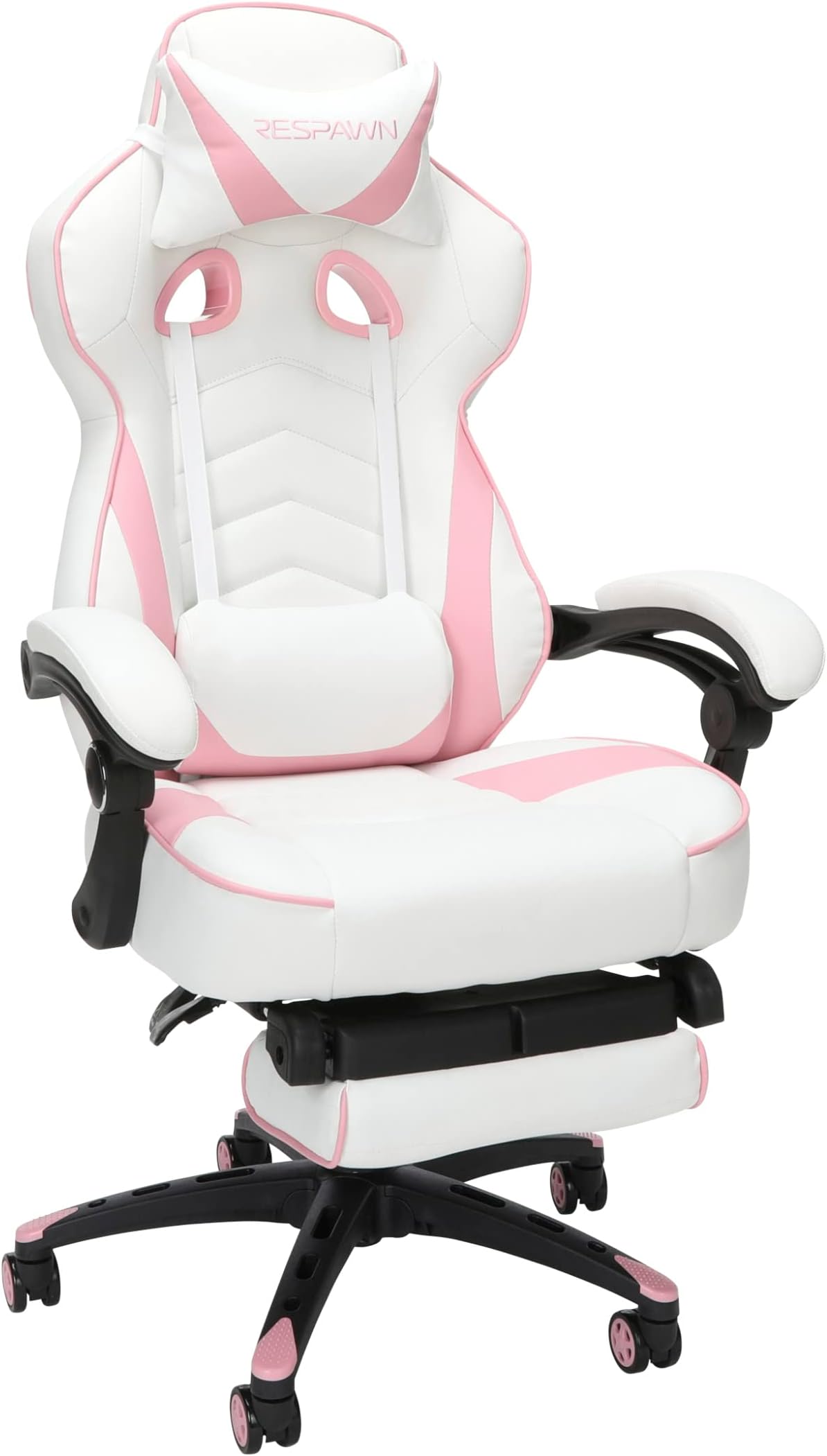 RESPAWN 110 Ergonomic Gaming Chair with Footrest Recliner - Racing Style High Back PC Computer Desk Office Chair - 360 Swivel, Adjustable Lumbar Support, Headrest Pillow, Padded Armrests - 2019 Pink