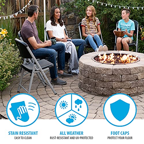 Lifetime Commercial Grade Folding Chairs, 4 Pack,Plastic, Black/Silver #TOP3