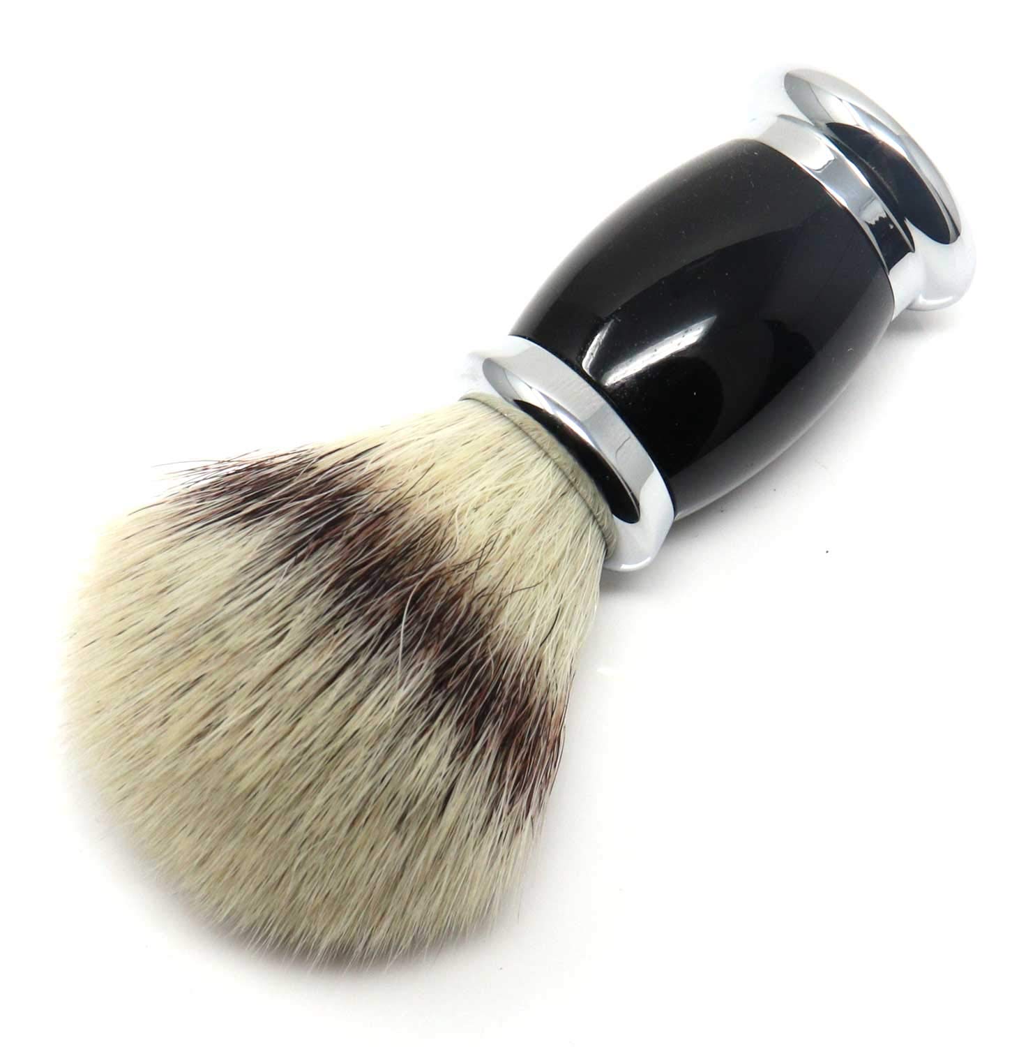 Edwin Jagger Bulbous Shaving Brush With Synthetic Silver Tip Fill (Black)