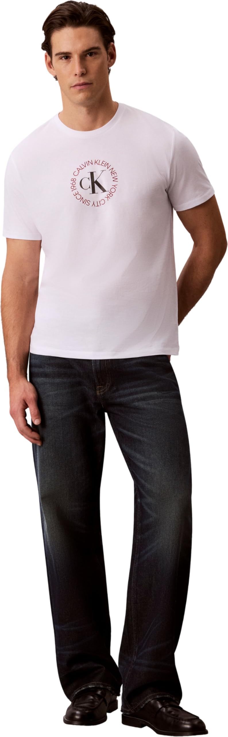 Calvin Klein SS 30s Whsl CK Word Circle Graph Lv14re816g Camisetas gráficas Hombre (Pack de 1)