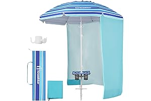 Grandekor 7FT Portable Beach Umbrella Table, Ultimate Seaside Companion with Table and Sun Shade