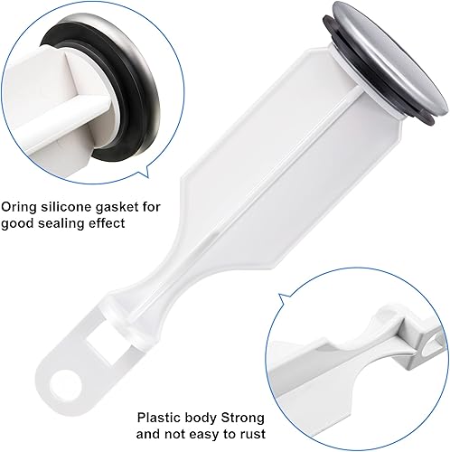 Miniatura 6 de Enhon Tapones desplegables de 2 agujeros, tapón cromado para fregadero de baño que se adapta a la mayoría de diseños de drenaje emergente, 4-12