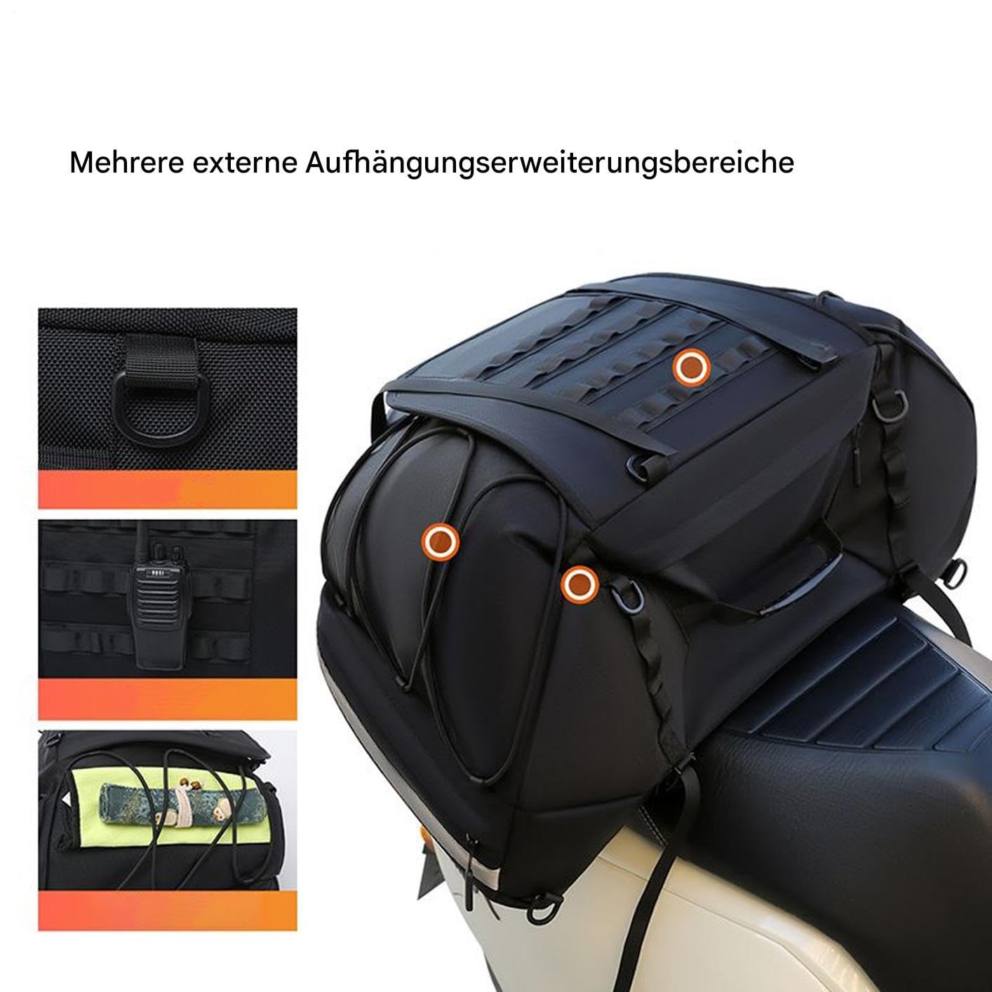 Sacoche de Moto Imperméable Sacoche de Selle Arrière pour Motos Imperméable | Bagage Coffre Moto Ajustable Réfléchissant Pour Nuit Trajets Navette Tourisme Road Trip